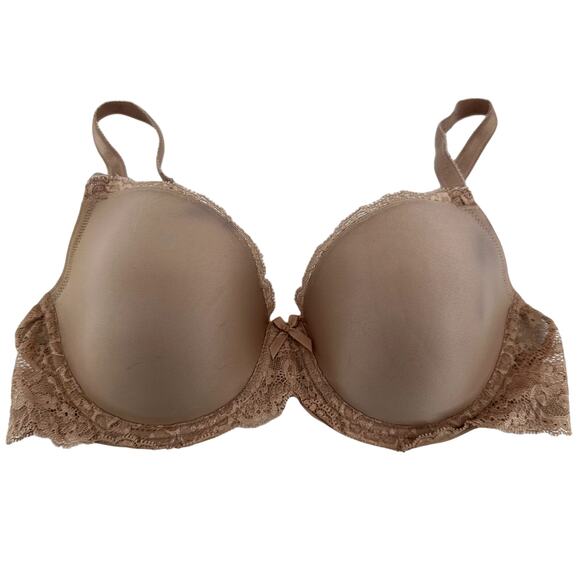 Victoria's Secret Smooth & Lace Dream Angels Lightly Lined Demi Bra Bow Tan 34D - Picture 2 of 6